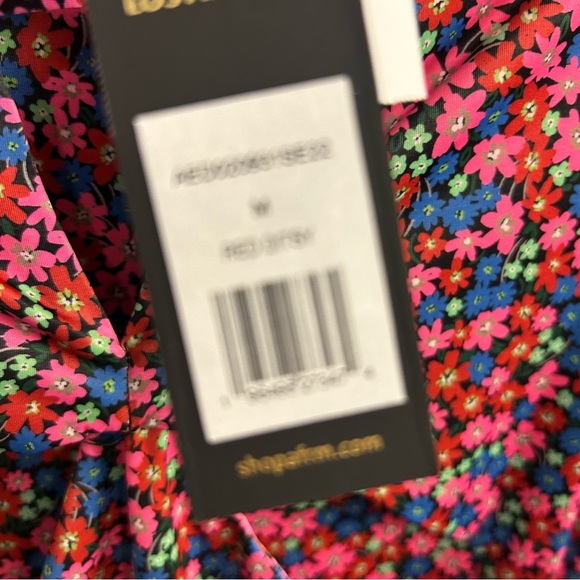 AFRM NEW Corinne Cutout side shirred knit mini dress red ditsy Medium coquette - Picture 12 of 13